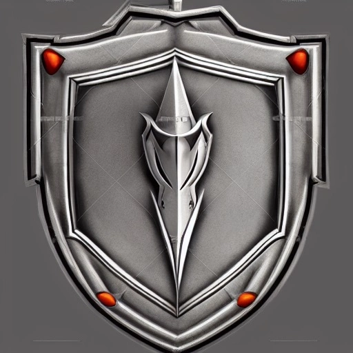 00948-1812768904-video game art, medieval grey metal shield, decorated with pointy engraved shapes, strictly symmetric, dragon quest style.webp